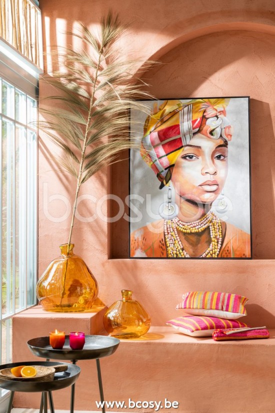 Jline Cojin Rectangular Anna Surcos Finos Yute Rosa Amarillo