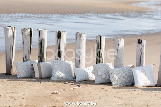 Jline Cojin Linea Macrame Rectangular Algodon Blanquecino