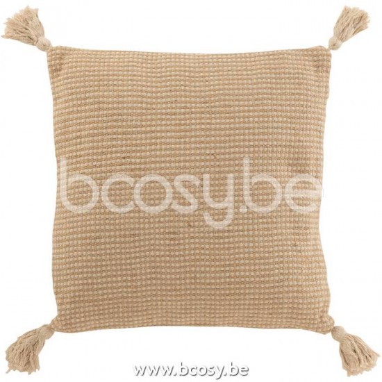 coussins Jolipa J Line Jline Coussin Jute Cotton Jute Beige Marron