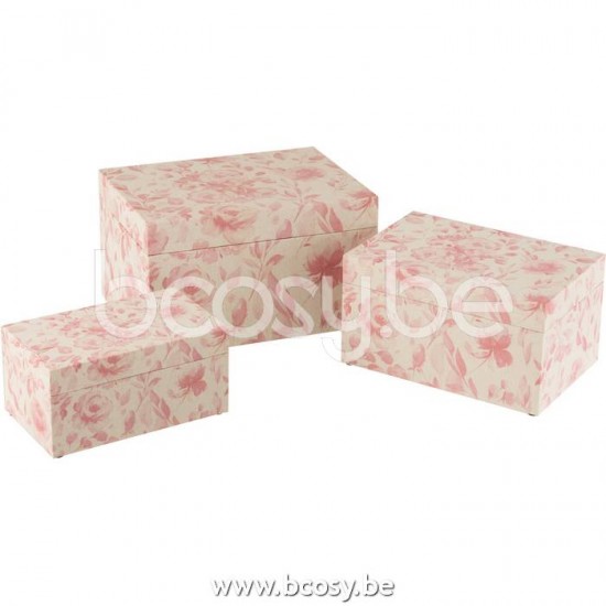 J Line Jline Jolipa 23220 Set Van Drie Dozen Rozen Mdf Wit Roze