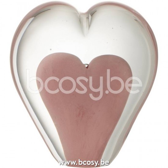 presse papiers Jolipa J Line Jline Presse Papier Coeur En Verre Rose Large