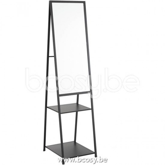 J Line Jline Specchio Piede Buchi Specchio Metallo Nero Espejo De Pie Agujeros Espejo Metal Negro