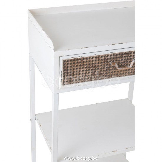 J Line Jline Scafale 1 Cassetto 3 Ripiani Metallo Bianco Estanteria 1 Cajon 3 Tablas Metal Blanco