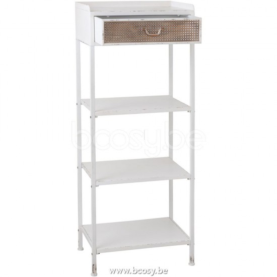 Jline Estanteria 1 Cajon 3 Tablas Metal Blanco