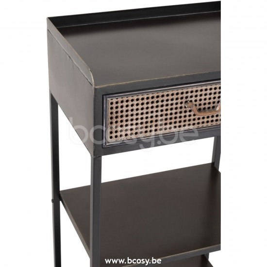 J Line Jline Scafale 1 Cassetto 3 Ripiani Metallo Nero Estanteria 1 Cajon 3 Tablas Metal Negro