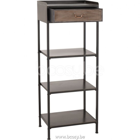 Jline Estanteria 1 Cajon 3 Tablas Metal Negro