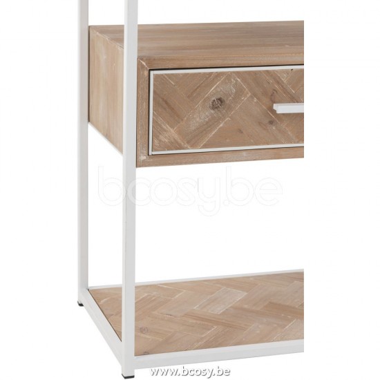 J Line Jline Sidetable Zigzag 1 Drawer Wood Metal Natural White nested side tables sidetables