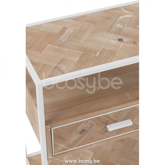J Line Jline Beistelltisch Zigzag 1 Schublade Holz Metall Naturell Weiß beistelltische