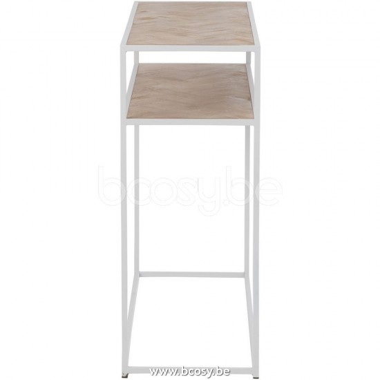 tables de drapier murales Jolipa J Line Jline Console Zigzag Bois Metal Naturel Blanc