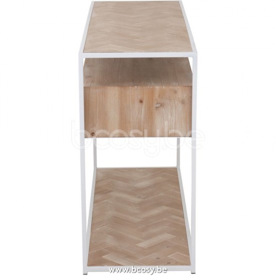 tables de drapier murales Jolipa J Line Jline Console Zigzag 2 Tiroirs Bois Metal Naturel Blanc