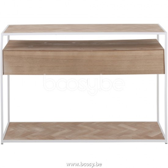J Line Jline Jolipa 25011 Console Zigzag 2 Lades Hout Metaal Naturel Wit
