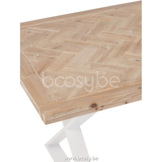 J Line Jline Table Zigzag Wood Metal Natural White dining dinner tables