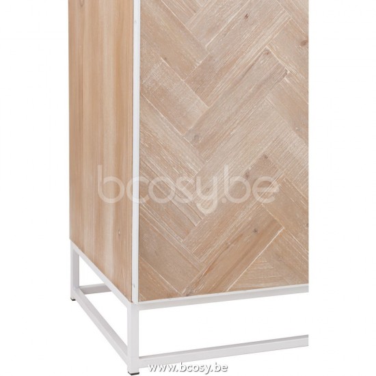 J Line Jline Cupboard High 2 Doors Zigzag Wood Metal Natural White closets cupboards closets