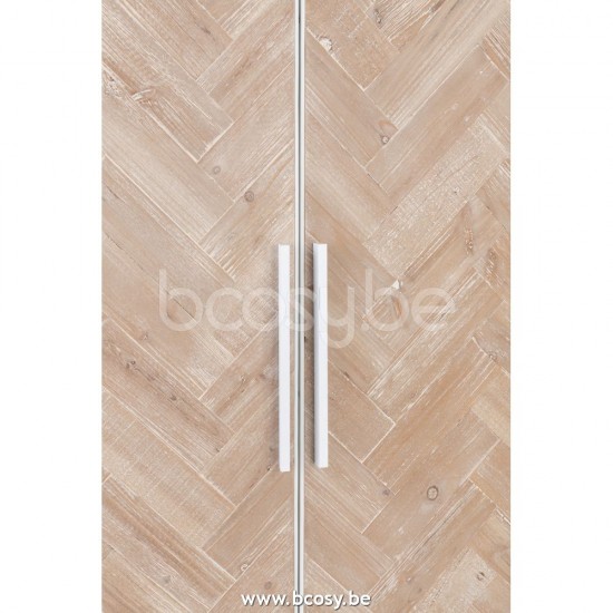 J Line Jline Schrank Hoch 2 Türe Zigzag Holz Metall Naturell Weiß schrank