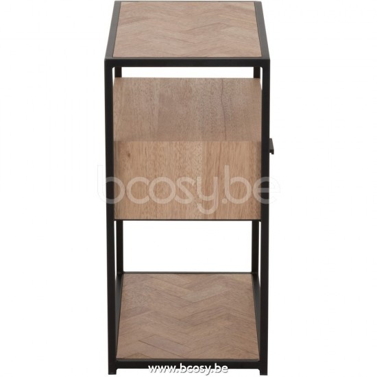 tables d appoint bouts de canapé Jolipa J Line Jline Table Gigogne Zigzag 1 Tiroir Bois Metal Naturel Noir