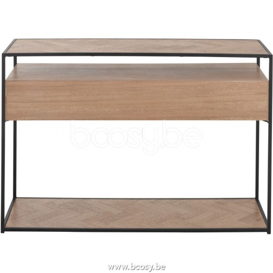 J Line Jline Jolipa 25020 Console Zigzag 2 Lades Hout Metaal Naturel Zwart