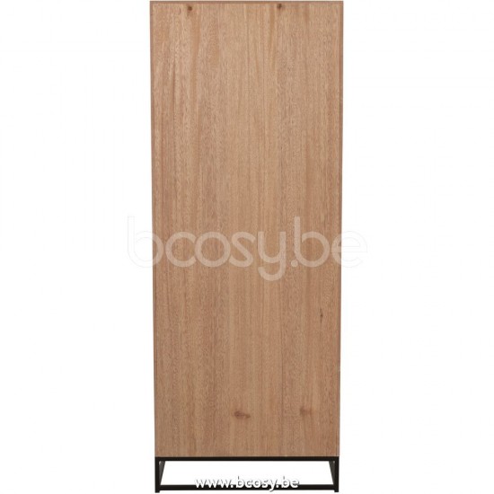 J Line Jline Jolipa 25023 Kast Hoog 3 Lades Zigzag Hout Metaal Naturel Zwart