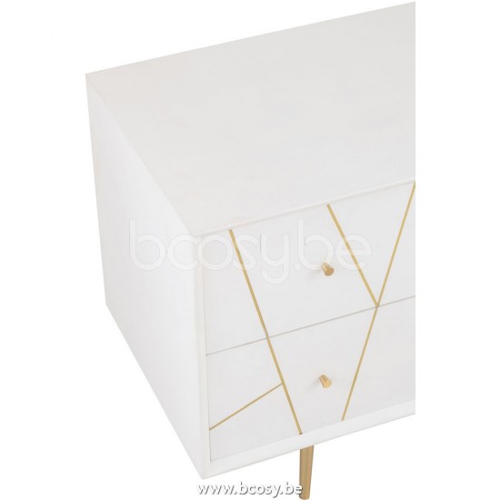 J Line Jline Büffet Linien 4 Schubladen 2 Türe Holz Metall Weiß Gold schrank buffets schraenke