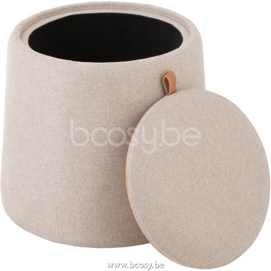 poufs Jolipa J Line Jline Pouf Table D Appoint Rond Textile Bois Beige