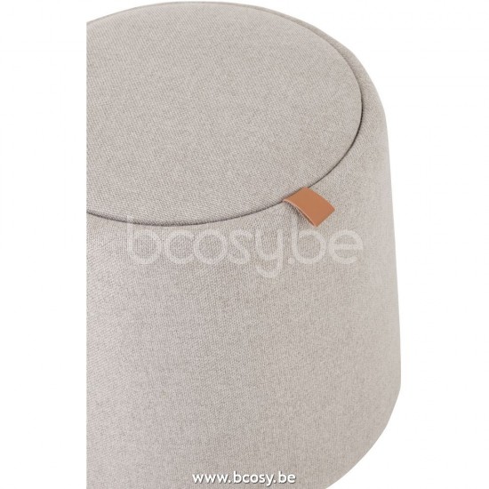 J Line Jline Pouf Sidetable Round Textile Wood Beige hassocks footstools