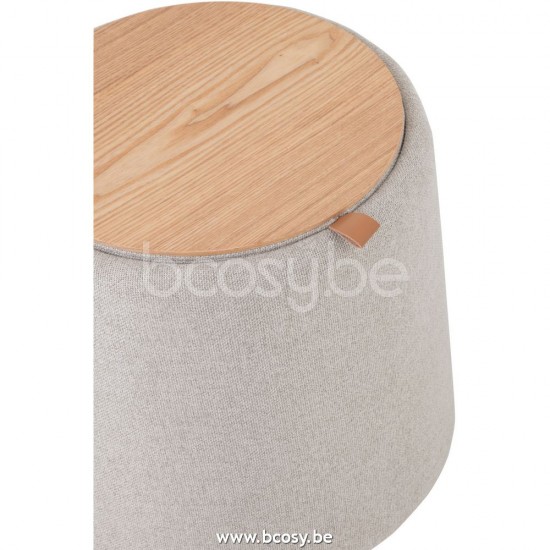 J Line Jline Puff Beistelltisch Rund Textil Holz Beige sitzkissens puffs Hockers