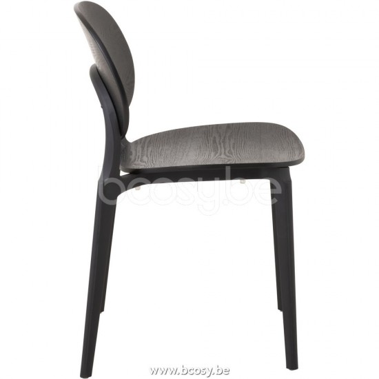 chaises de repas Jolipa J Line Jline Chaise Basic Polyester Vernis Noir