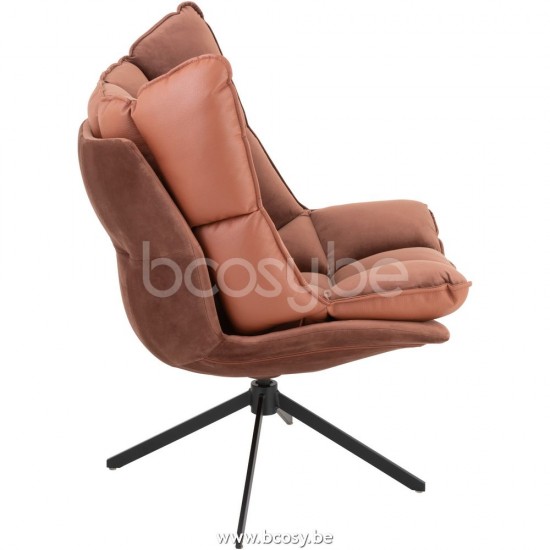 chaises lounges Jolipa J Line Jline Chaise Relax Coussins Sur Cadre Textile Metal Rouille Marron