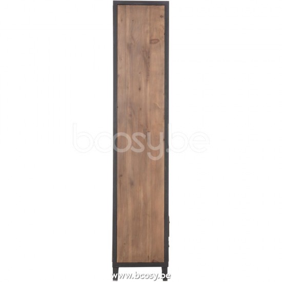 armoires bibliotheques étagères à livres Jolipa J Line Jline Bibliotheque 12 Cases 6 Tiroirs Bois Metal Naturel Noir