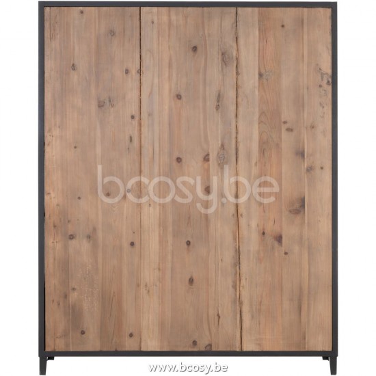 J Line Jline Jolipa 25071 Boekenkast 12 Vakken 6 Lades Hout Metaal Naturel Zwart