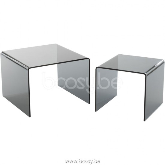 tables d appoint bouts de canapé Jolipa J Line Jline S 2 Table Gigogne Verre Noir