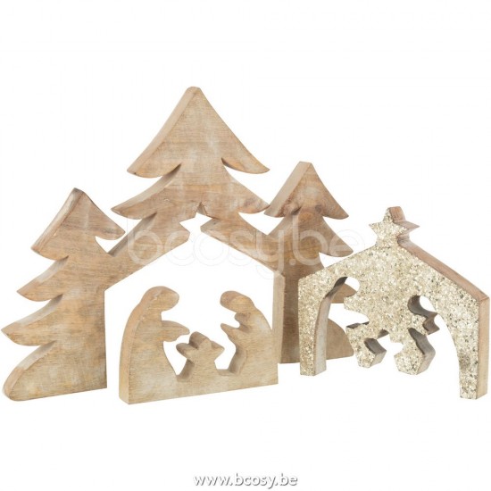 crèches de Noël Jolipa J Line Jline Puzzle Creche Bois Manguier Brillant L