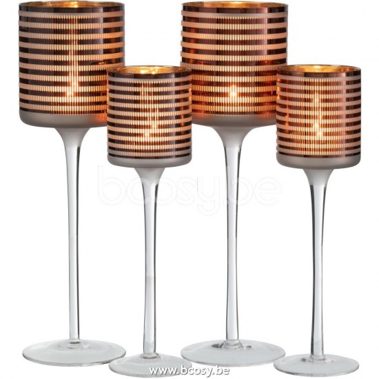 J Line Jline Tealight Holder On Foot Stripes Glass Br Large tea lights holders