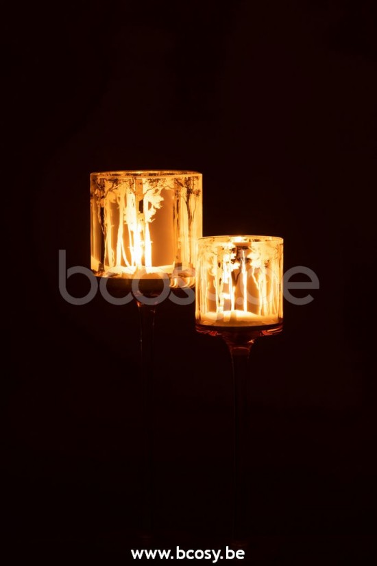 J Line Jline Teelichthalter Auf Fuß Bäume Glas Gold Large t lichthalter teelichtleuchter teelichte