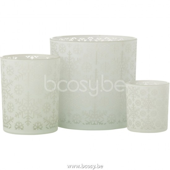 J Line Jline Jolipa 26367 Windlicht Sneeuw Glas Wit Large