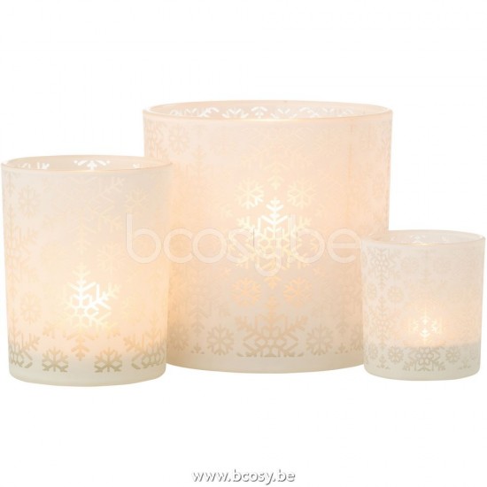 J Line Jline Hurricane Snow Glass White Large tea lights holders