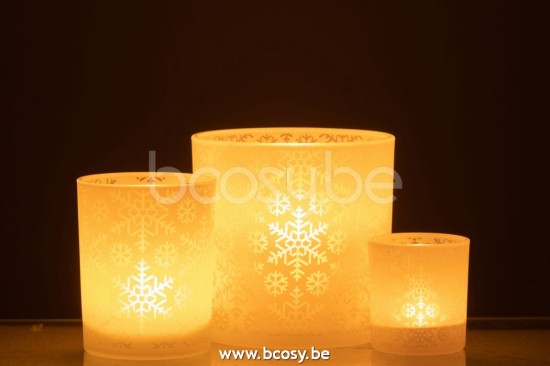 J Line Jline Windlicht Schnee Glas Weiß Large t lichthalter teelichtleuchter teelichte