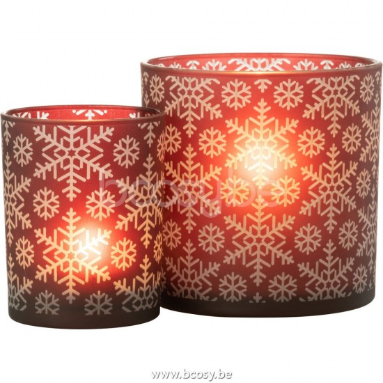 J Line Jline Hurricane Snow Glass Red Large tea lights holders