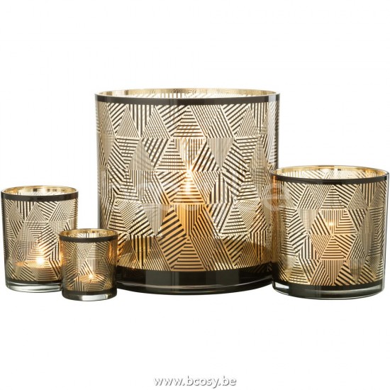 J Line Jline Hurricane Triangles Stripes Glass Br Large tea lights holders