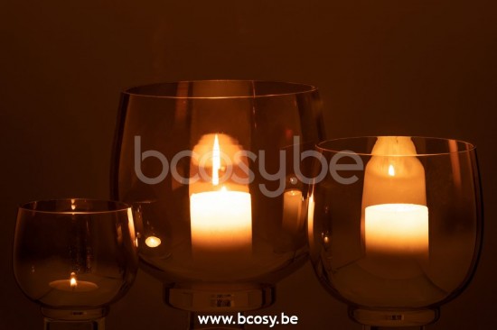 J Line Jline Windlicht Rund Glas Rach Grau Silber Large t lichthalter teelichtleuchter teelichte