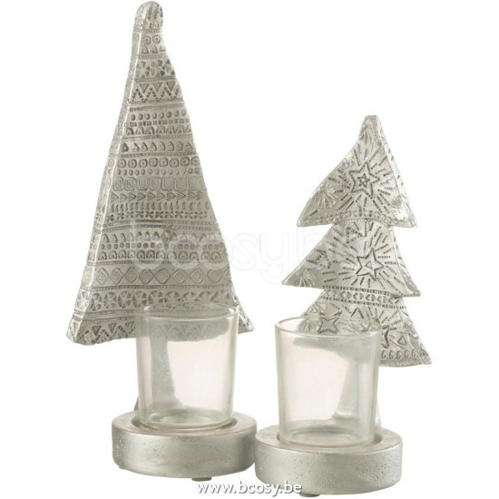 J Line Jline Jolipa 26482 Kaarshouder Kerstboom Poly Zilver Large