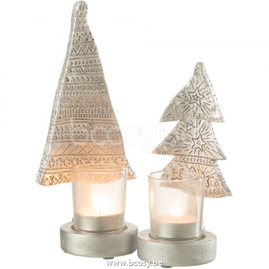 J Line Jline Candle Holder Xmas Tree Poly Silver Large tea lights holders