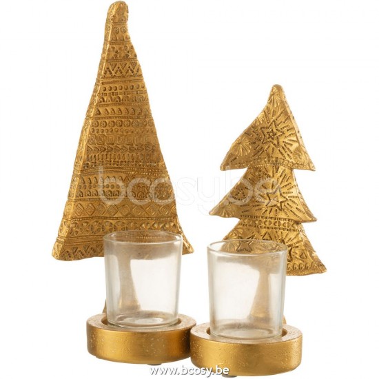 J Line Jline Jolipa 26489 Kaarshouder Kerstboom Poly Goud Large