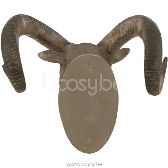 animal animaux statuettes Jolipa J Line Jline Tête De Chevre Poly Gris