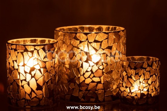 J Line Jline Windlicht Mosaik Glas Grau Grüne Large t lichthalter teelichtleuchter teelichte