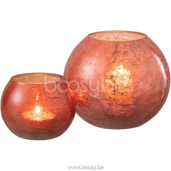 J Line Jline Hurricane Nuria Orb Glass Terracotta Large tea lights holders