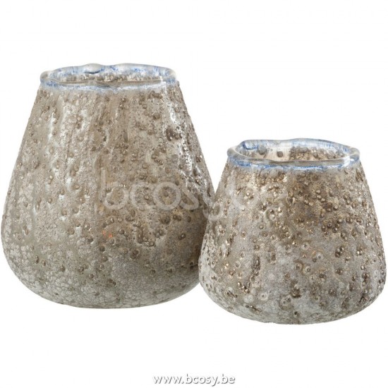 J Line Jline Jolipa 26639 Windlicht Glas Grijs Medium