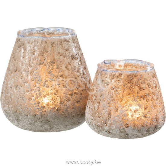 J Line Jline Hurricane Glass Grey Medium tea lights holders