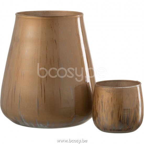 J Line Jline Jolipa 26644 Windlicht Glas Antiek Bruin Large