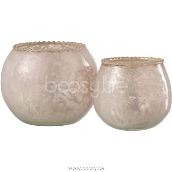J Line Jline Jolipa 26658 Windlicht Glas Roze Large