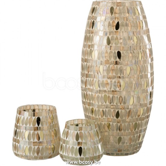 J Line Jline Jolipa 26663 Windlicht Mozaiek Glas Beige Large